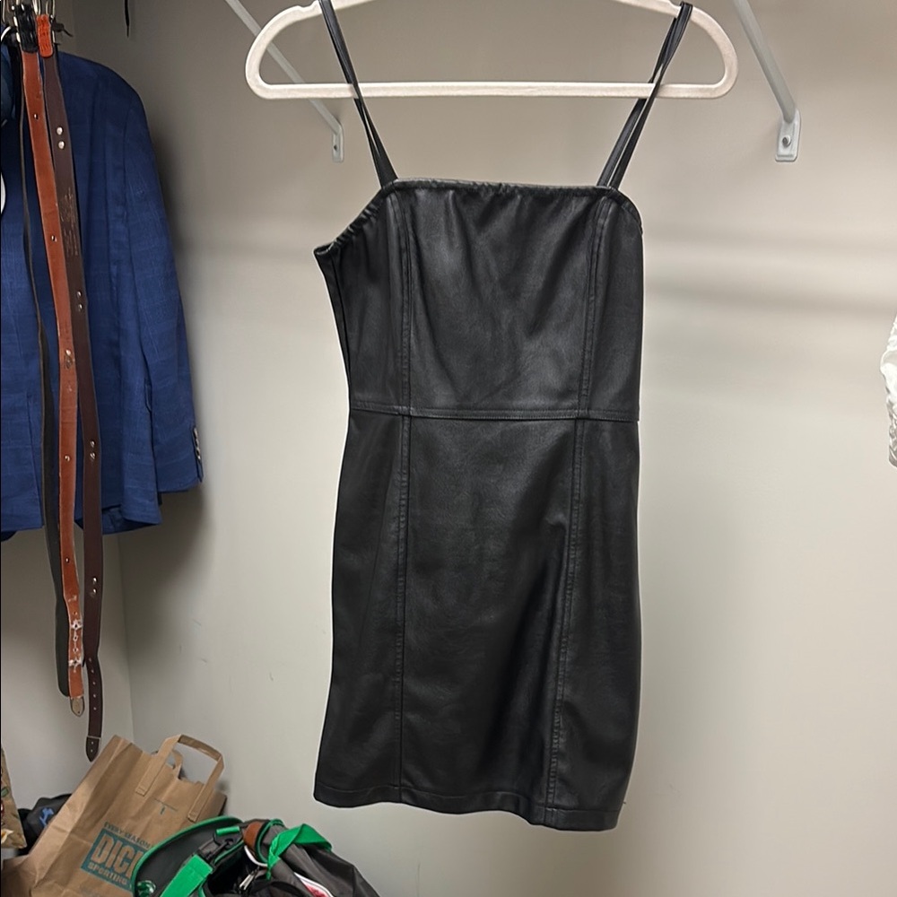 H&M Black Leather Mini Dress